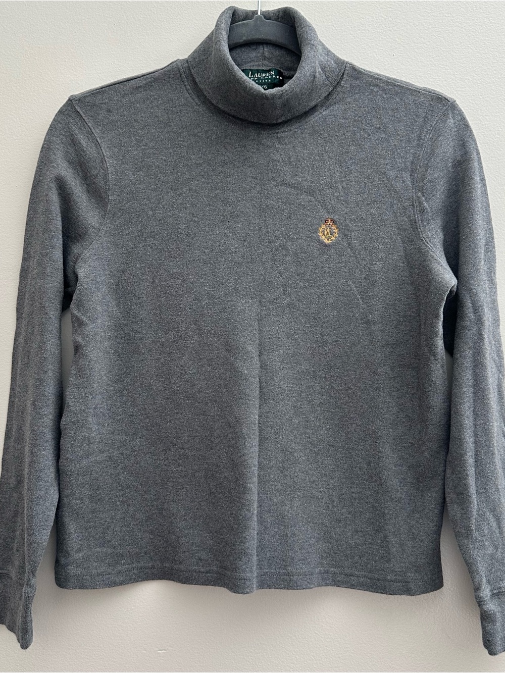 Lauren Ralph Lauren Women's Cotton Knit Turtleneck Sweater Lightweight Gray Sz S